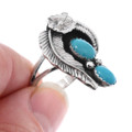 Two Stone Turquoise Sterling Silver Navajo Ring 48638