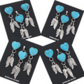 Sleeping Beauty Turquoise Sterling Silver Navajo Sweet Heart Pendant Earring Set by Lenora Begay 0307