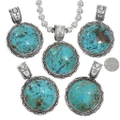 Blue Arizona Turquoise Pendants Native American Sterling Silver 48666
