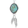 Navajo Turquoise Sterling Silver Feather Pendant 48673