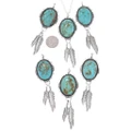 Native American Feather Dangle Pendant Kingman Turquoise Stones 48673