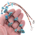 Beaded Turquoise Nugget Nugget Necklace Sterling Accents 48677