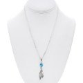 Native American Sterling Silver Feather Pendant Blue Turquoise 48678