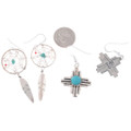 Vintage Native American Dreamcatcher Zia French Hook Turquoise Earrings 45769