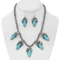 Navajo Desert Pearls Sterling Silver Five Pendant Turquoise Necklace Set 48688
