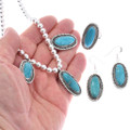 Matching Blue Turquoise Earrings Ring Necklace Set 48701