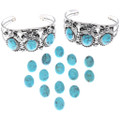 Navajo Cuff Bracelet High Grade Kingman Spiderweb Turquoise Stones 48752