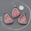 Wide Sterling Silver Rhodochrosite Pendant with 20 Inch Chain 7392