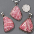 Wide Sterling Silver Rhodochrosite Pendant with 20 Inch Chain 7392