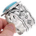 Navajo Turquoise Cuff Bracelet Sterling Silver Crossed Arrows Design 48766