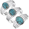 Native American Sterling Silver Spiderweb Kingman Turquoise Cuff Bracelet 48776