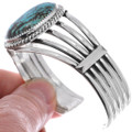 Navajo Turquoise Bracelet Five Wire Sterling Silver Cuff 48776