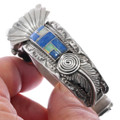 Inlaid Sterling Silver Opal Lapis Watch Cuff 47778