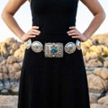 Sterling Silver Overlay Turquoise Concho Belt on Model 48783