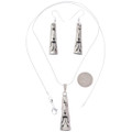 Sterling Silver Cutout Pendant and Earring Jewelry Set  7398