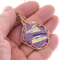 Lavender Aurora Glass Wire Wrapped Pendant 48792
