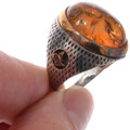 Amber Sterling Kar Silver Mens Signet Ring 48793