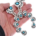 Turquoise Sterling Silver Bear Paw Squash Blossom Necklace 48812