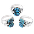 Navajo Mens Ring Sterling Silver Natural Kingman Turquoise Nuggets 48820