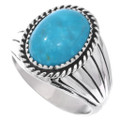 Navajo Sterling Silver Genuine Turquoise Mens Ring 48849