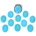 Navajo Mens Ring High Grade Natural Blue Turquoise Stones 48863