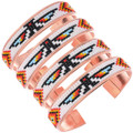 Beaded Copper Bracelet Thunderbird Tribal Style Cuff 48869