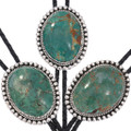 Navajo Sterling Silver Turquoise Bolo Tie High Grade Deep Green King's Manassa Stones 48872
