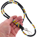 Beaded Black Lanyard Tribal Stitch Design For Badge or ID 0225