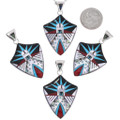 Mother of Pearl Turquoise Inlay Sterling Silver Pendant with Chain 48885