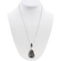 Micro Inlay Pendant Kachina Design Sterling Silver with Chain 0095