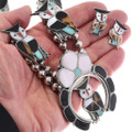 Inlaid Gemstone Owl Design Squash Blossom Necklace 48898