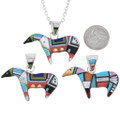 Colorful Gemstone Inlay Horse Pendant 48908