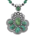 Green Turquoise Pendant Southwest Sterling Silver Details 48927