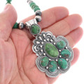 Royston Turquoise Sterling Silver Pendant Beaded Necklace 48927