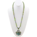 Green Turquoise Pendant Matching Beaded Necklace Included 48928