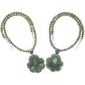 Green Turquoise Sterling Pendant Beaded Necklace 48929
