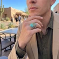 Large Southwest Turquoise Ring Mens 48942