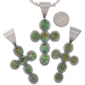Green Turquoise Sterling Silver Cross Pendant Chain Included 48959