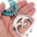 Navajo Sterling Naja Pendant Beaded Turquoise Necklace 48961