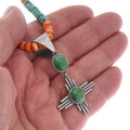 Southwest Zia Symbol Turquoise Pendant Beaded Necklace 48967