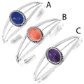 Ladies Navajo Sterling Silver Cuff Bracelet Lapis Amethyst Spiny Oyster Choice 48971