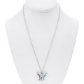 Sterling Silver Butterfly Pendant Turquoise Coral Chip Inlay 49003