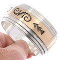 Navajo Pattern Gold Silver Cuff Bracelet 49015