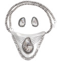Native American Sterling Silver White Buffalo Necklace Matching Earrings 49018