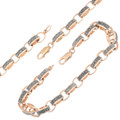 Gold Wash Sterling Silver Chain Necklace Bracelet Set 49019