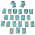 Rectangular Turquoise Ring Navajo Made Sterling Silver 49028