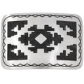 Silver Overlaid Belt Buckle Navajo Rug Design by Garrison Boyd 0723