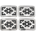 Silver Overlaid Belt Buckle Navajo Rug Design by Garrison Boyd 0723