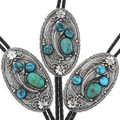 Arizona Turquoise Bolo Tie Sterling Silver Floral Design 49063