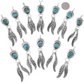 Turquoise Bear Paw Symbol Feather Pendant 49071